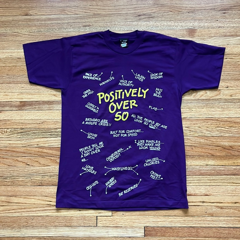 Vintage Positively Over 50 T-Shirt / Large / 90s